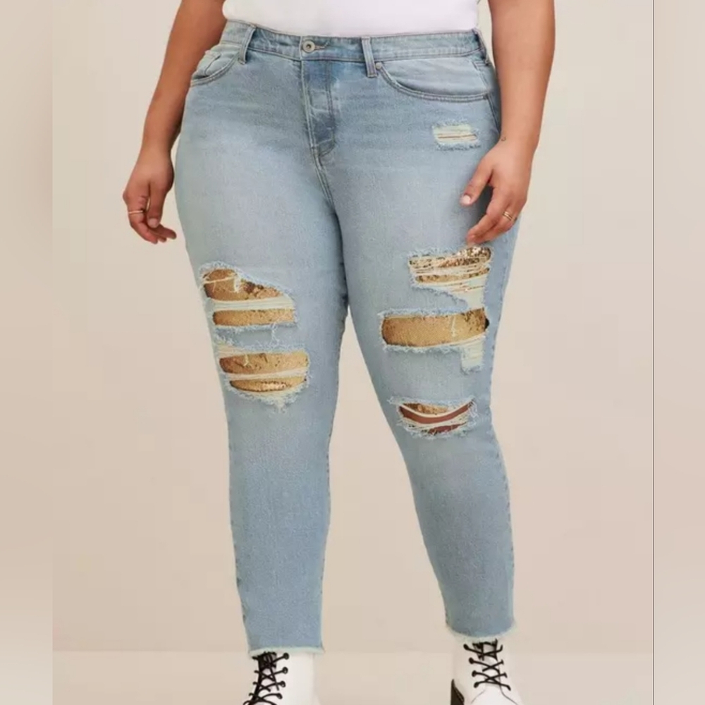 Torrid High-Rise Straight Vintage Stretch Mid-Rise Sequin Backed Jean
